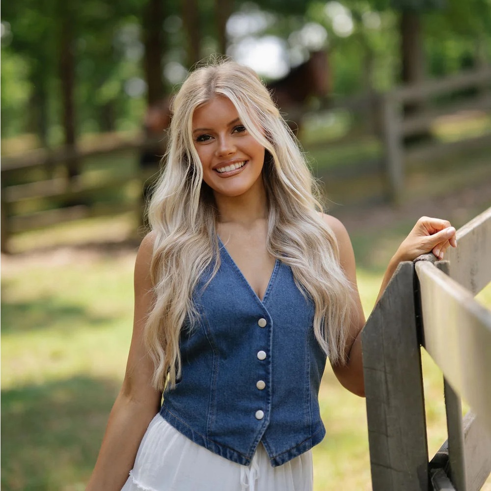 These Three Denim V-Neck Vest Top